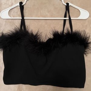 Nasty Gal black feathered crop tank